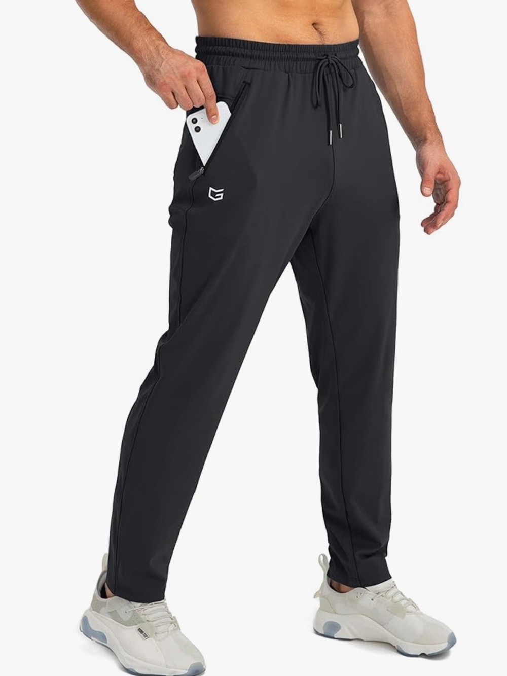 G Gradual Men's Black Athletic Jogger Pants